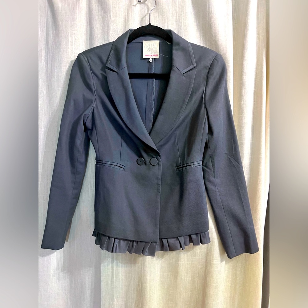Rebecca Taylor Ruffle Blazer NWOT cotton silk size 2-4